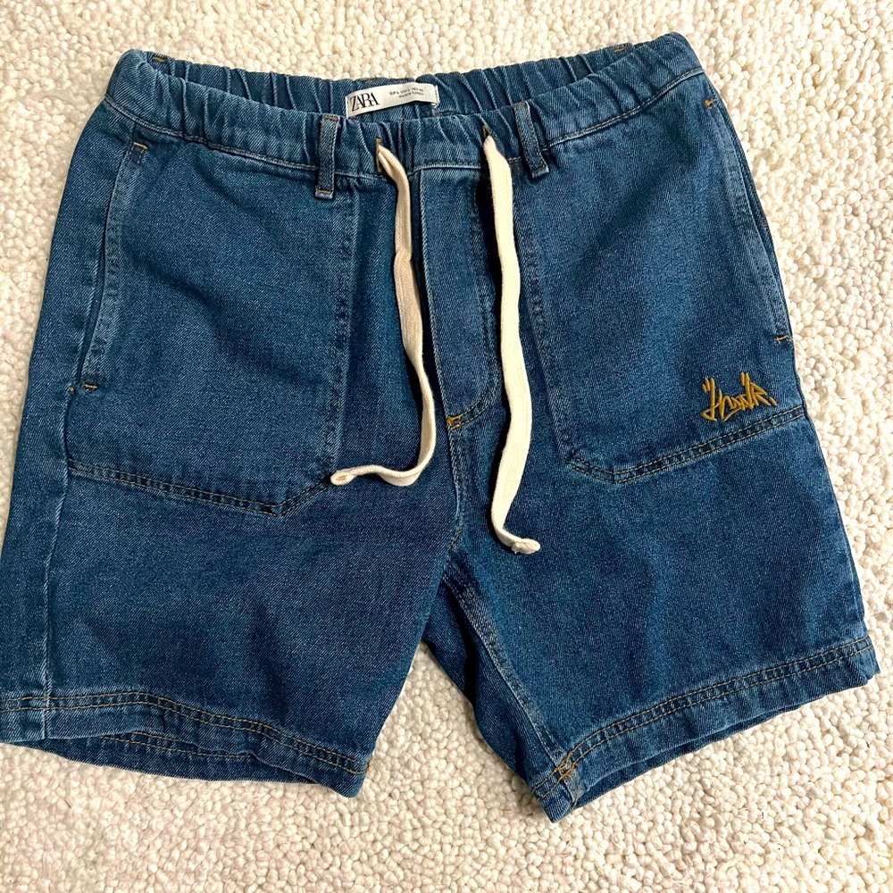 Zara denim drawstring shorts Large